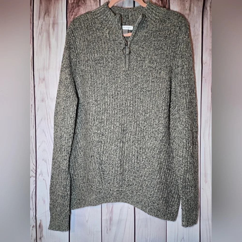 Christopher & Banks Black And Tan Zip-Up Tunic Sweater Womens XL